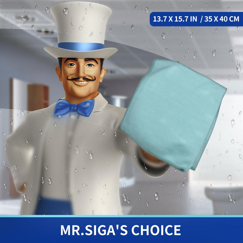 [Australia] - MR.SIGA Ultra Fine Microfiber Cloths for Glass, Pack of 12, 35 x 40cm 13.7" x 15.7" Green 12 Pack-13.7 X 15.7 inch 