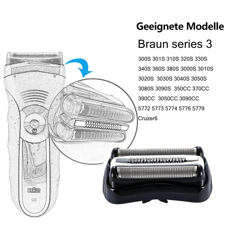[Australia] - 32b shaving head for Braun Series 3, shaving blade compatible with Braun Series 3 Proskin, replacement shaving head for Braun 3040s 3020s 3010s 3050s 3070cc 3080s, accessories for Braun electric shaver S3【2 pieces】 