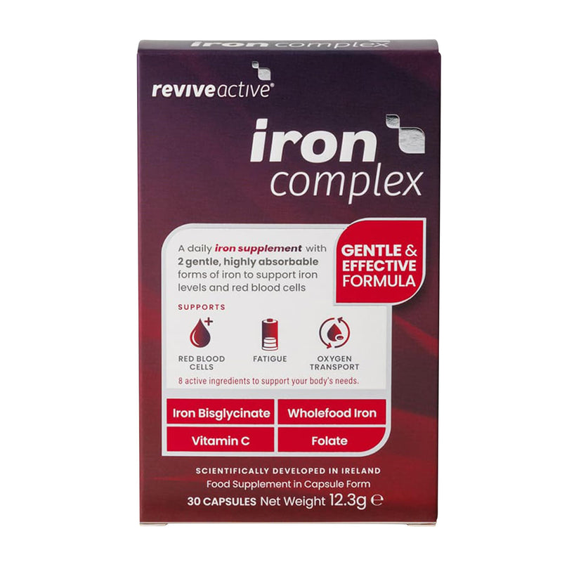 Revive Active Iron Complex - Gentle, Highly Absorbable Iron Bisglycinate with Vitamin C, B Vitamins, Copper & Folate - Supports Energy, Red Blood Cell Formation & Oxygen Transport - 30 Capsules