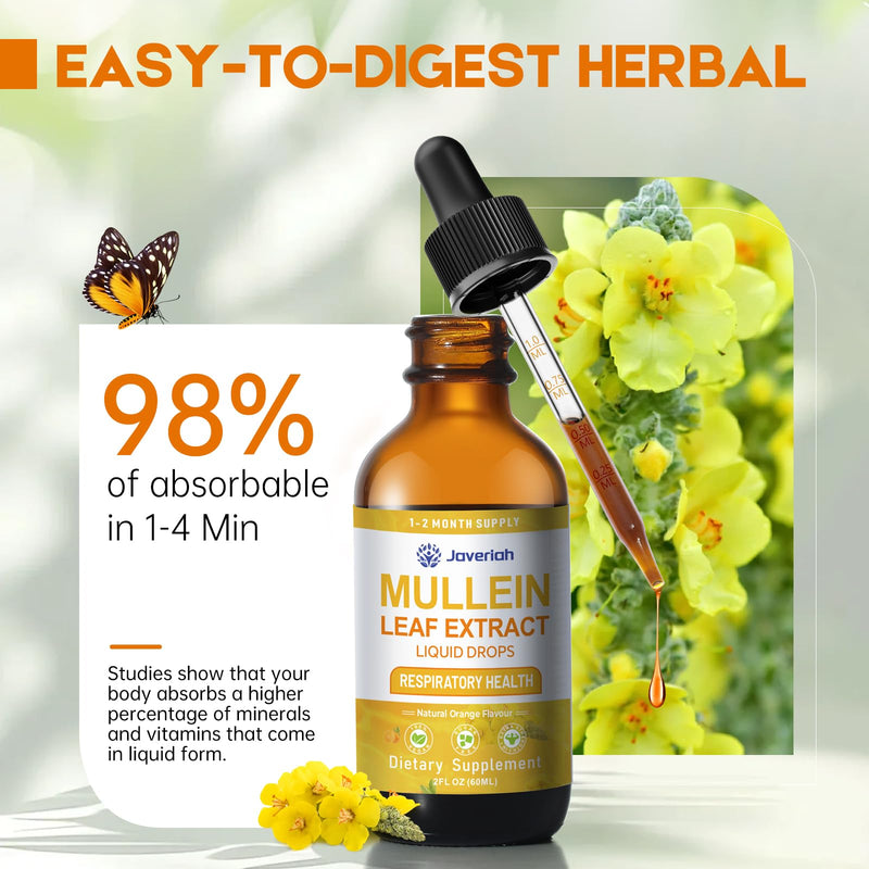 [Australia] - Mullein Drops for Lungs Cleanse - Cordyceps, Marshmallow Root & Licorice Root Extract, Respiratory Herbal Supplement with Mullein Leaf Extract for Immune Support & Bronchial Cleanse, 2 Fl Oz 1 Pack 