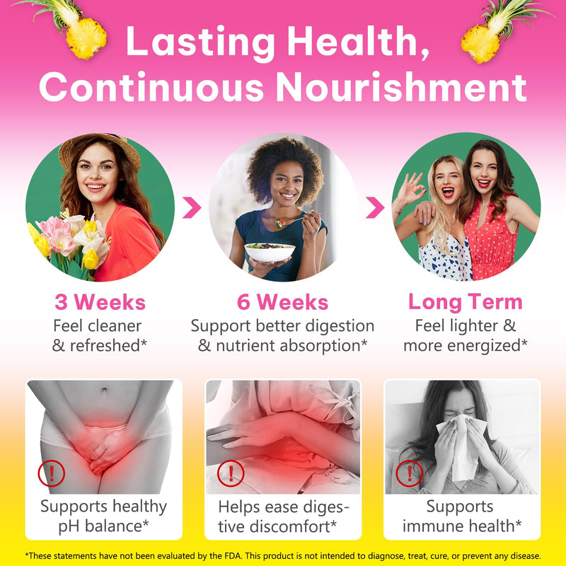 Vaginal Probiotics Gummies for Feminine PH Balance, Feminine Probiotics Gummies for Healthy Odor, Yeast Balance, Flora, Gut Health, Immune System with Slippery Elm, Prebiotics & Lactobacillus Bl