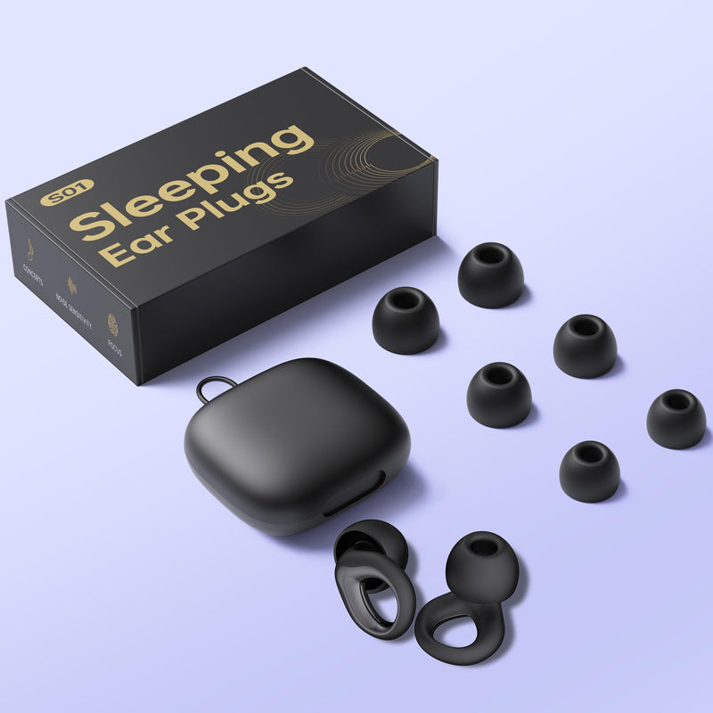 [Australia] - Ear Plugs for Sleeping Noise Cancelling, Reusable Silicone Earplugs for Sleeping, Noise Reduction, Deep Focus, Travel, High Fidelity Hearing Protection, 30dB Noise ReductionÔºàBlackÔºâ Black 