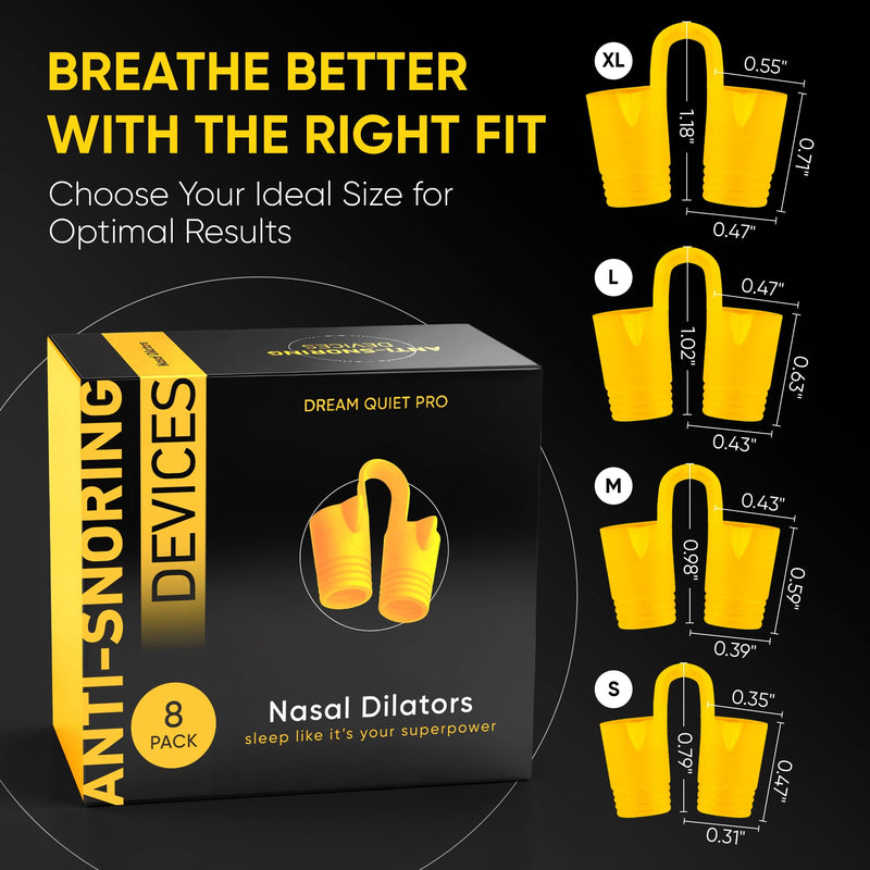 [Australia] - Anti Snoring Devices ‚Äì Nasal Dilators - Nose Clips for Snore Relief & Better Sleep ‚Äì Comfortable Silicone Snore Stopper ‚Äì Anti Snoring Nose Vents ‚Äì 8 Pack + Travel Case 12 Yellow 