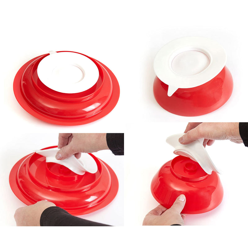 [Australia] - Spill Proof Scoop Bowl and Plate with Non-Skid Suction Base, Adaptive Self-Feeding Dinnerware for Elderly/Disabled (Red Combo Set) RED COMBO SET 