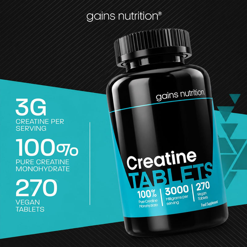 GN Creatine Tablets | 270 Creatine Monohydrate Tablets for Men & Women | High Strength 3000mg Monohydrate Per Serving | Non-GMO & Gluten Free