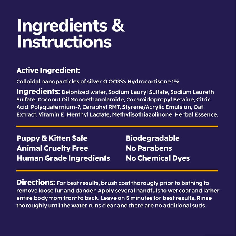 Medicated Dog Shampoo for Itchy Skin Relief - Yeast Infection Treatment for Dogs & Dog Allergy Relief Hot Spot Treatment - Hydrocortisone Antifungal Shampoo (16 oz) - PawsPlanet Australia