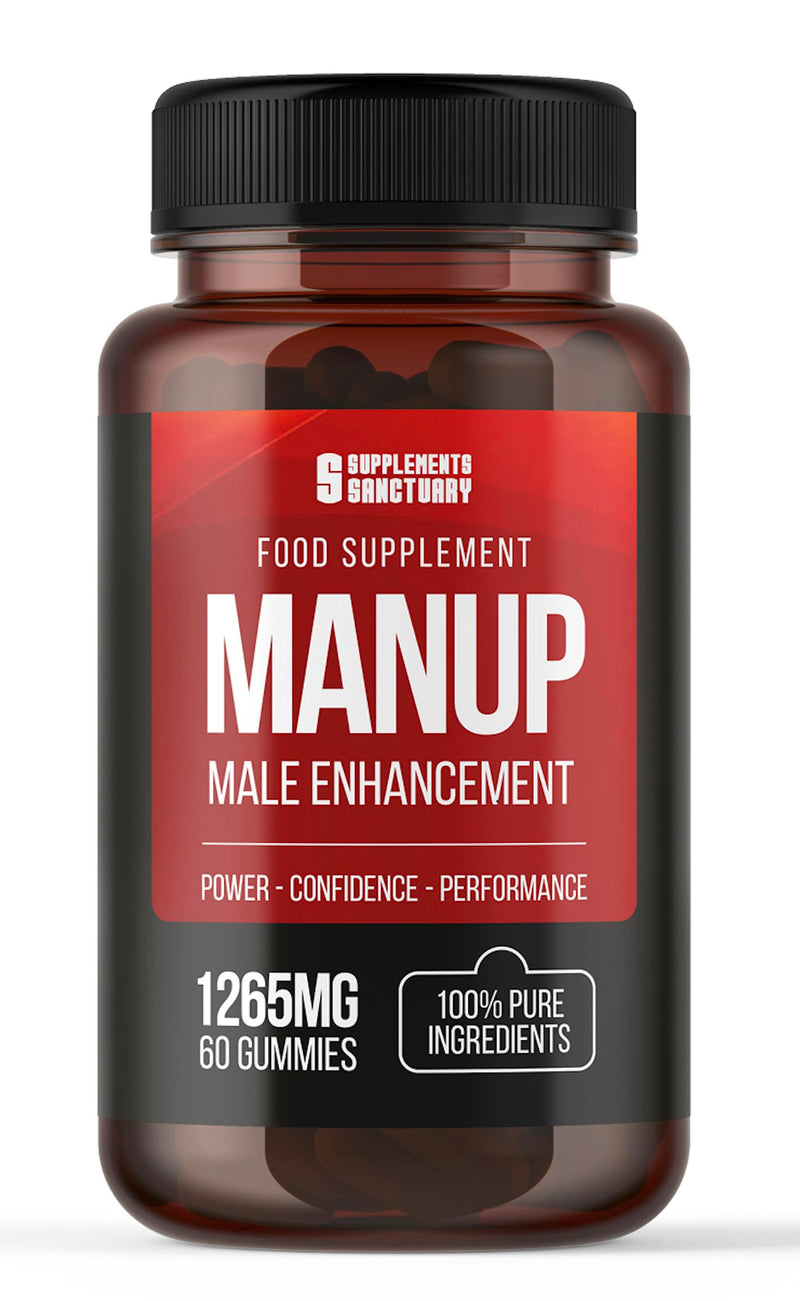 MANUP Male Gummies, 1265mg per Serving, with Maca, Vitamin B6, B12, Ashwagandha, L-Arginine, Tribulus Terrestris, Pack of 60