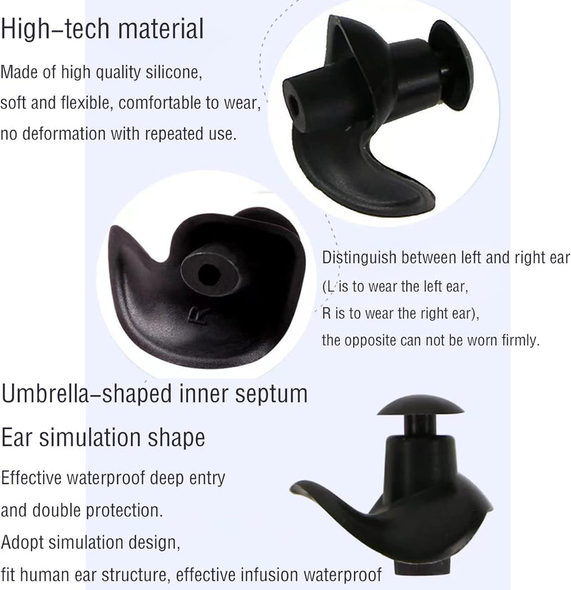 [Australia] - Ear Plugs for Swimming, 4-Pair Pack Swimming Earplugs for Kids Adult, Double Waterproof and Sound Hole Design Earplugs for Swimmer, Best for Showering Bathing Surfing Snorkeling Black 