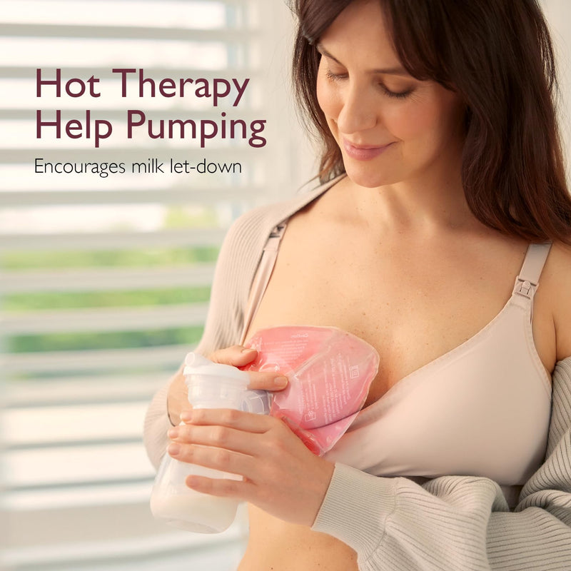 [Australia] - Momcozy Larger Breast Therapy Packs, Hot and Cold Breast Pads with 2 Soft Covers, Breastfeeding Essentials for Relieve Clogged Ducts, Nipple Pain, Engorgement, 2 Pack pink 