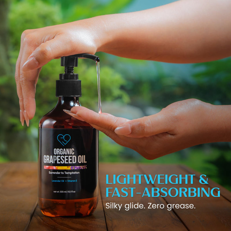 Organic Grapeseed Massage & Body Oil, Lavender & Vitamin E, 16.9 fl oz | Lightweight, non-greasy body and skin oil for massage, aromatherapy and moisturizing. Cold-pressed. 500 ml (16.9 fl oz) 16.9 Fl Oz (Pack of 1)