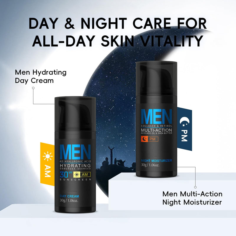 Mens Face Moisturizer Night Cream, Deep Hydrating Multi-Action Lotion, Vitamin E, Collagen & Retinol, Hyaluronic Acid, Firming Smoothing, Lifting, Mens Face Cream for Face & Neck Skin Care Night Moisturizer