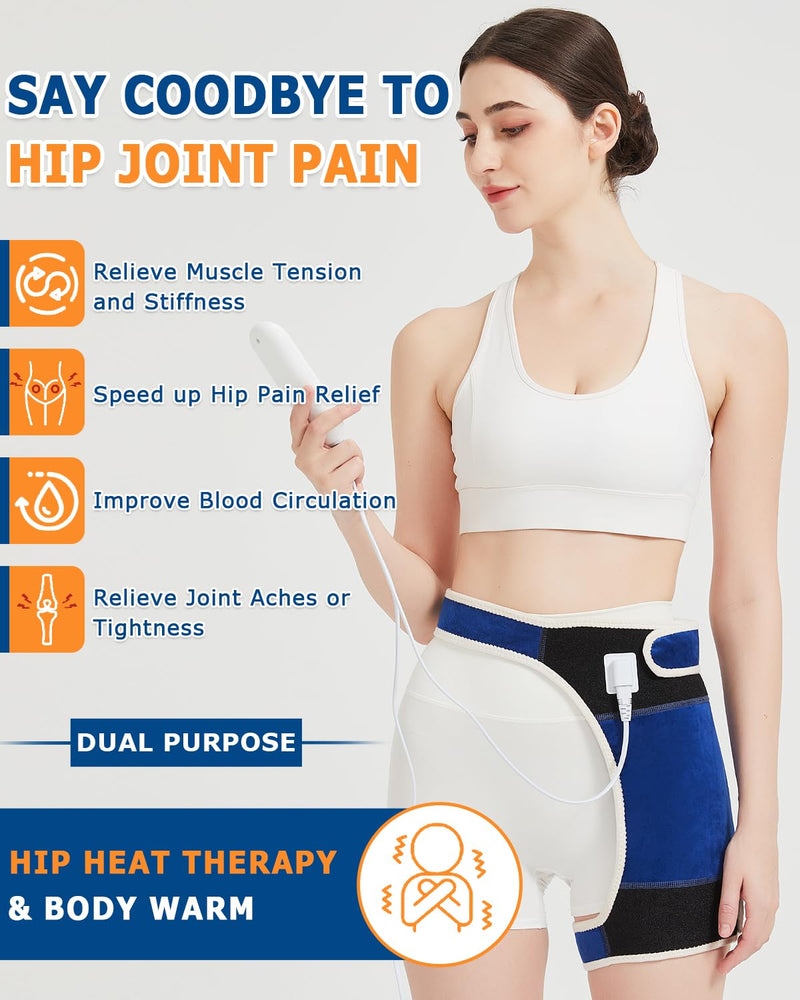 Hip Heating Pad for Hip Pain Relief, Electric Hip Brace for Sciatica Pain Relief, Super Soft Heating Pad for Hip with 10-90min Auto-Off Timer, 86-158℉ Heat Level