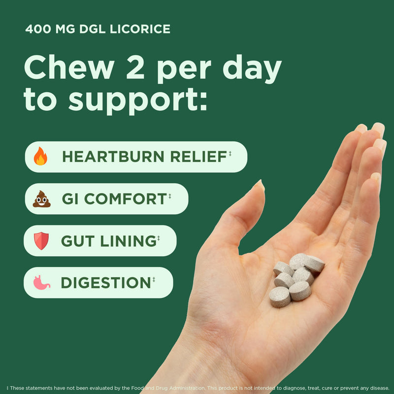 [Australia] - Chewable Ultra-Pure DGL Licorice Tablets 4000 mg ‚Äì Stomach, Gut & Intestinal Relief ‚Äì Natural Acid Reflux Formula ‚Äì 10:1 Deglycyrrhizinated Licorice Root Extract ‚Äì 120 Chewables Chewable Tablets 