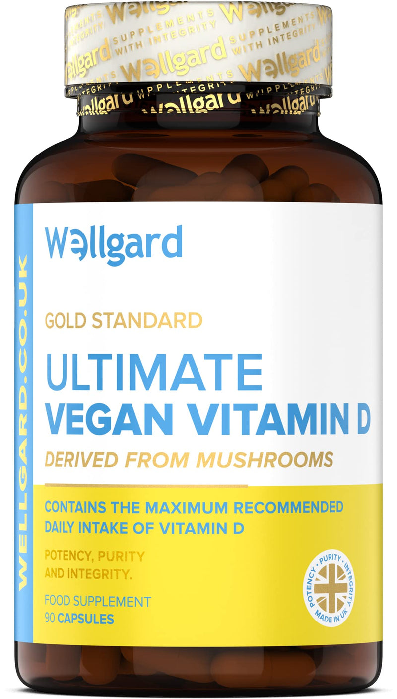 Vegan Vitamin D3 High Strength 3000 IU Capsules by Wellgard, Maximum Strength Vitamin D Supplement, Made in UK