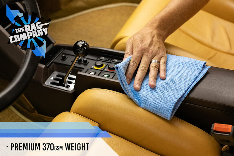 [Australia] - The Rag Company - Standard Waffle Weave Towels, Microfiber Detailing, Window/Glass and Drying, Wax & Polish, Lint-Free, Streak-Free, 370gsm, 16in x 16in, Light Blue (3-Pack) 16in. x 16in. 