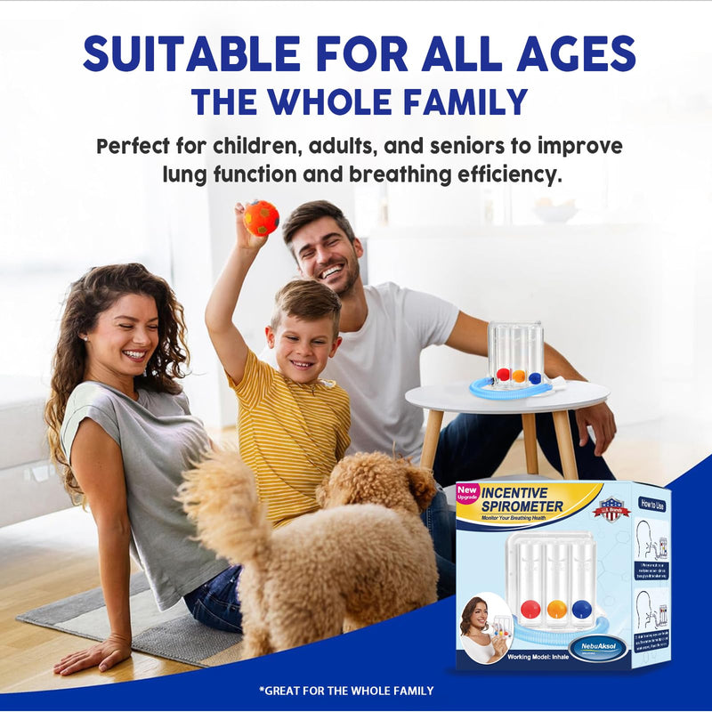 [Australia] - Breathing Exercise Device for Lungs, Incentive Spirometer,Upgraded Capacity 1900cc/sec, Improves Breathing and Lung Function Transparent-blue06 