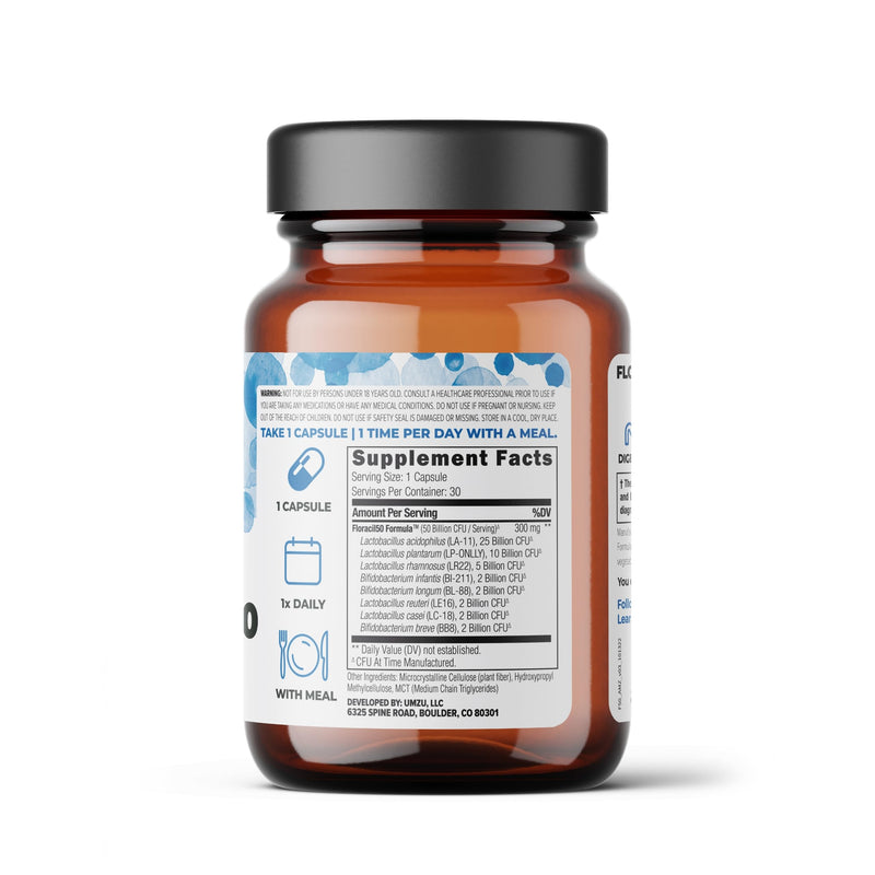 [Australia] - UMZU Floracil50 - 50 Billion CFU - Support Gut Health, Immune System & Digestion - With Lactobacillus reuteri, Lactobacillus rhamnosus & Bifidobacterium - 30 Day Supply - 30 Capsules 