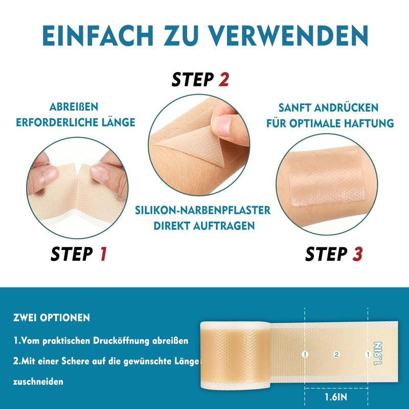 [Australia] - Silicone Scar Plaster, Professional Scar Plaster for C-Section Scars, Surgery, Burns, Keloid, Acne and More, 6-8 Month Supply Silicone Scar Roller (4CMx150CM) 4cmx150cm 
