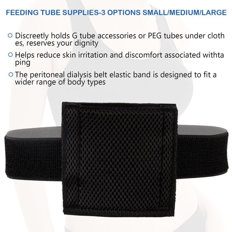 [Australia] - 2PCS Breathable Feeding Tube Belt, Concealment and Comfortable Gastrostomy G Tube Accessories, Peritoneal Dialysis Belt with Mesh Sponge Pad Black Pd Belts Dialysis for Men Women Adults (Black M) 