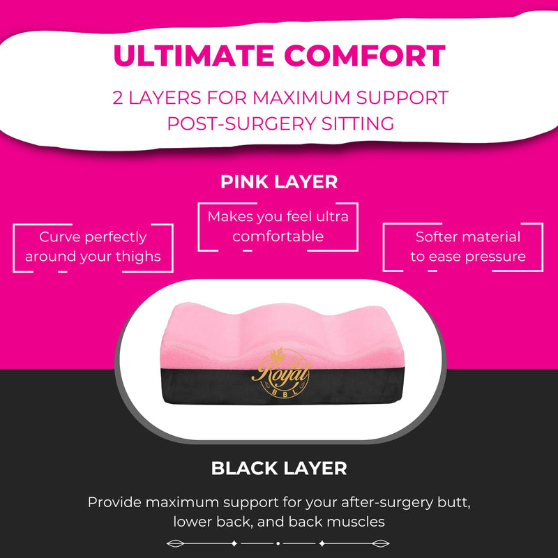 [Australia] - Royal BBL Pillow After Surgery - Brazilian Butt Lift Recovery Booty Support Cushion | Ultra Comfortable with 2 Layers for Maximum Support Post-Surgery Sitting – BBL Pillow Dr. Approved 