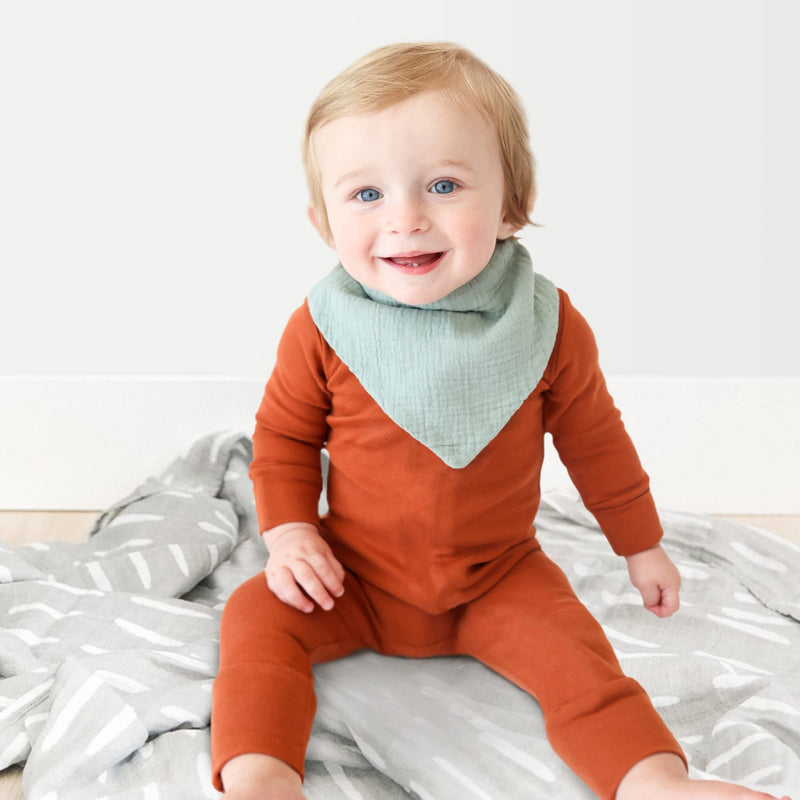 [Australia] - Konssy Muslin Baby Bibs 8 Pack Bandana Drool 100% Cotton for Unisex Baby, Solid Colors Set Teething Drooling Neutral 