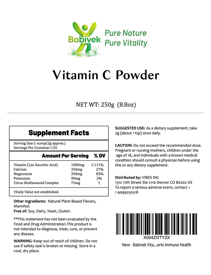 Sodium Free Electrolyte Powder with 1000mg Vitamin C Orange Flavor | Sugar Free 250g Vegan Keto Low Sodium Hydration Supplement for Adults & Kids, Gluten Free, Non-GMO, No Additives, Plant-Based