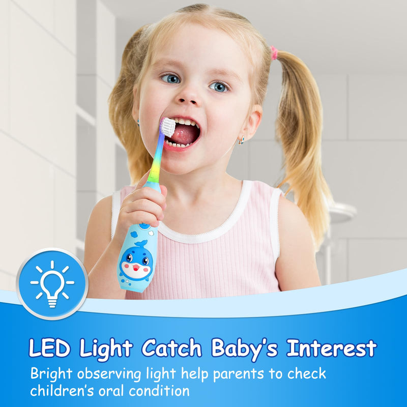 [Australia] - teeteck Electric Toothbrush for Kids - Toddler Electric Toothbrush with Magnetic Charging, Includes 2 Brush Heads, Magnetic USB Charging Cable for Ages 1-6 Boys Girls (Blue) Blue 
