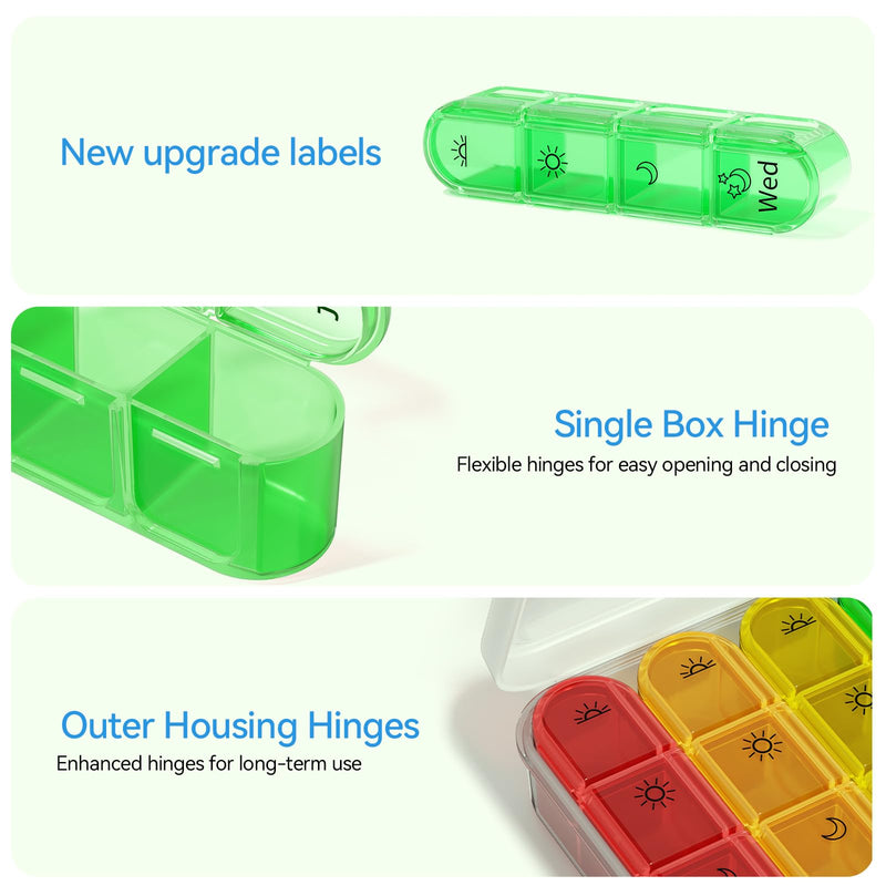 Zoksi Pill Organizer 4 Times a Day, BPA Free Weekly Travel Pill Box，Daily Pill Case with 28 Compartments to Hold Medicine, Vitamin and Supplement(White)