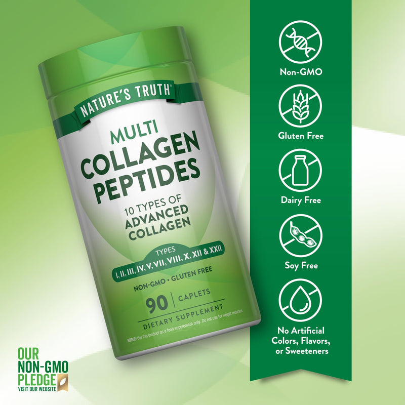 Nature's Truth Collagen Peptide Pills | for Women & Men | 10 Types of Collagen | With Vitamin C | 90 Count | Non-GMO & Gluten Free Supplement