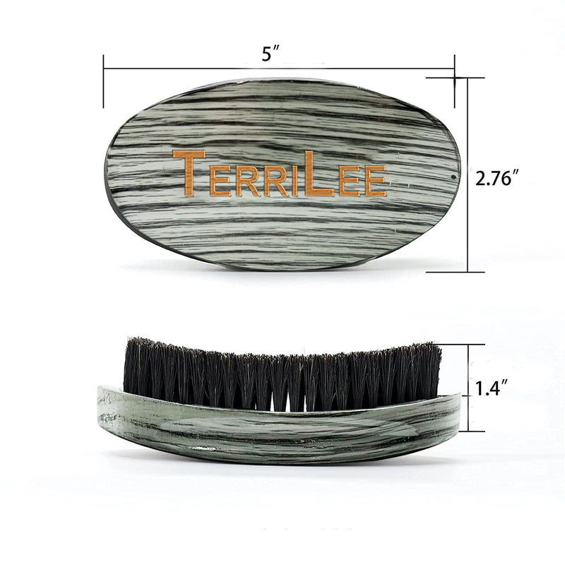 Premium Palm Wave Brush for Men 360 - Medium Hard Curved 360 Wave Hair Brushs - Made with Nature Beech & Nylon Boar Bristle Men's Hair Brush For Black Men 360 (Gery wood grain) Gery wood grain