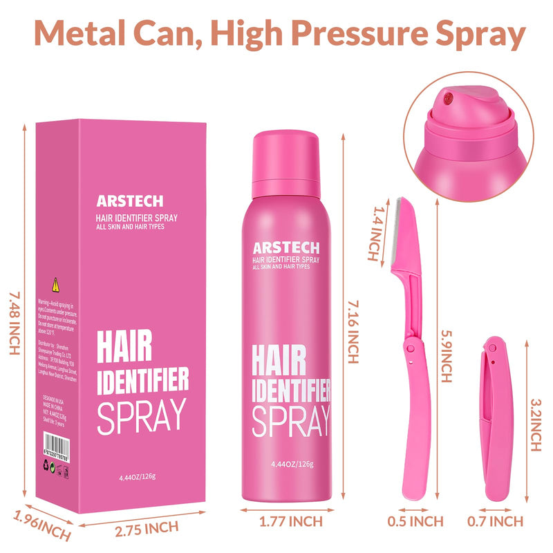 [Australia] - Hair Identifier Spray for Face Shaving Dermaplaning Tool 4 Pack Skin Body Dermaplaning Spray for Women with 16 Face Razor for Face Shaver Hair Removal Kit Excess Hair Dermaplane Razor for Women Face Rose Red 4 PACK 