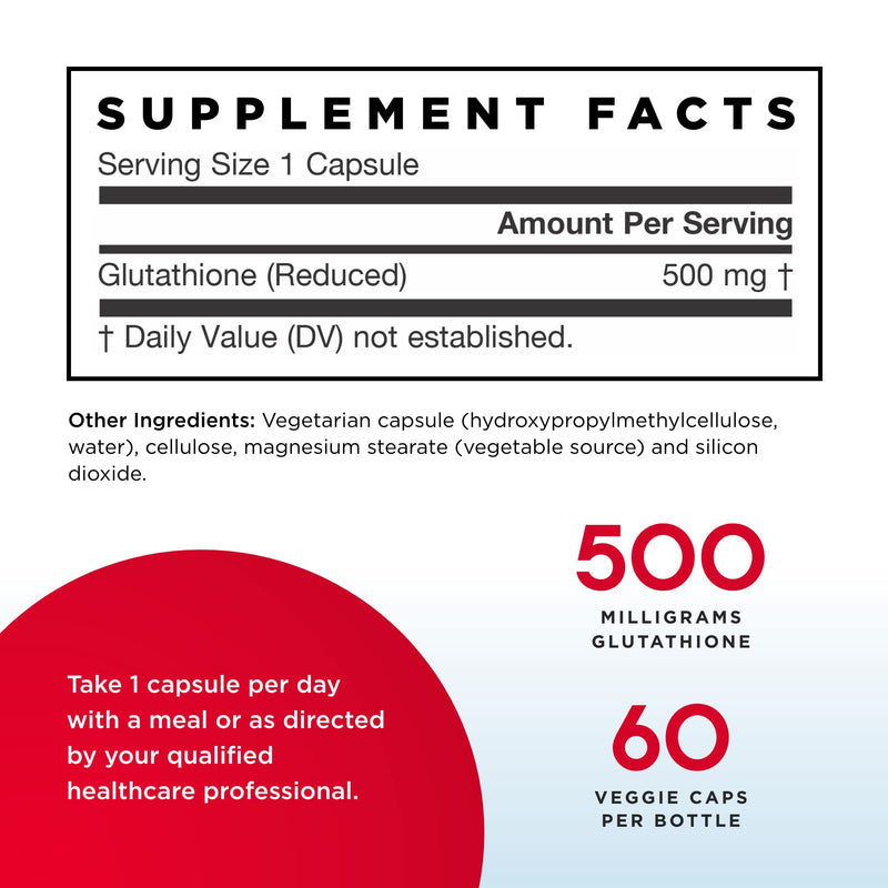 [Australia] - Jarrow Formulas - Glutathione Reduced 500 mg 60 caps (Pack of 2) 1 Count (Pack of 120) 