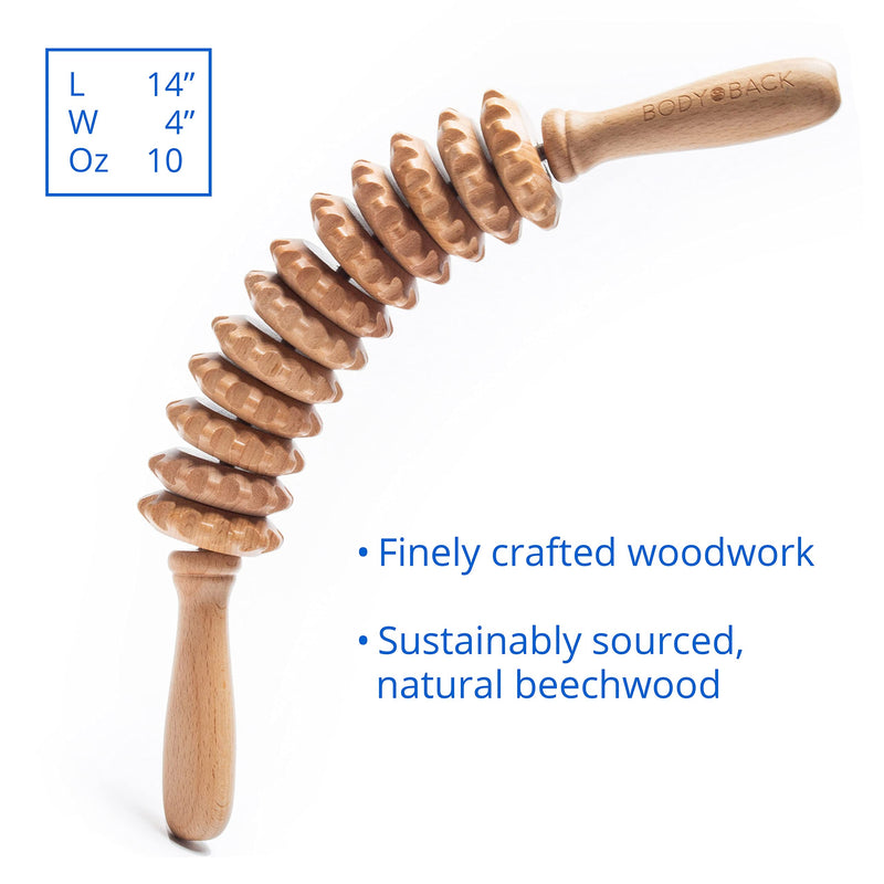 [Australia] - Body Back Wood Therapy Curved Roller for Maderoterapia, Lymphatic Drainage, Cellulite Massage, and Massage Rolling, Natural Muscle Massage Stick Tool for Massage and Relaxation 