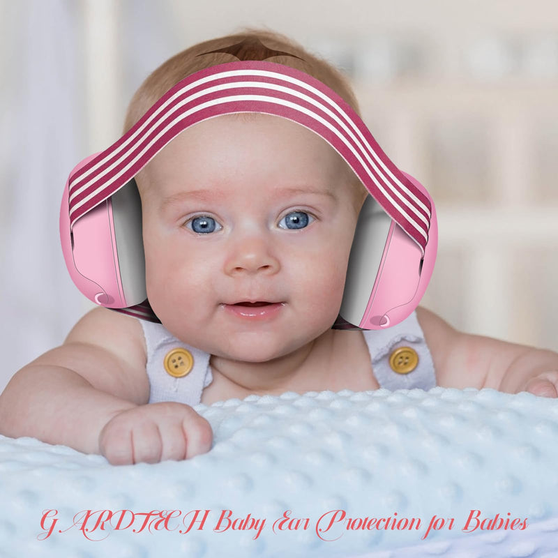 Gardtech Baby Headphones for Noise - Baby Ear Protection for Babies and Toddlers up to 36 Months, Noise Canceling Headphone for Infant Hearing Protection, Newborn 25dB SNR Ear muffs for Outdoor (Pink) Pink