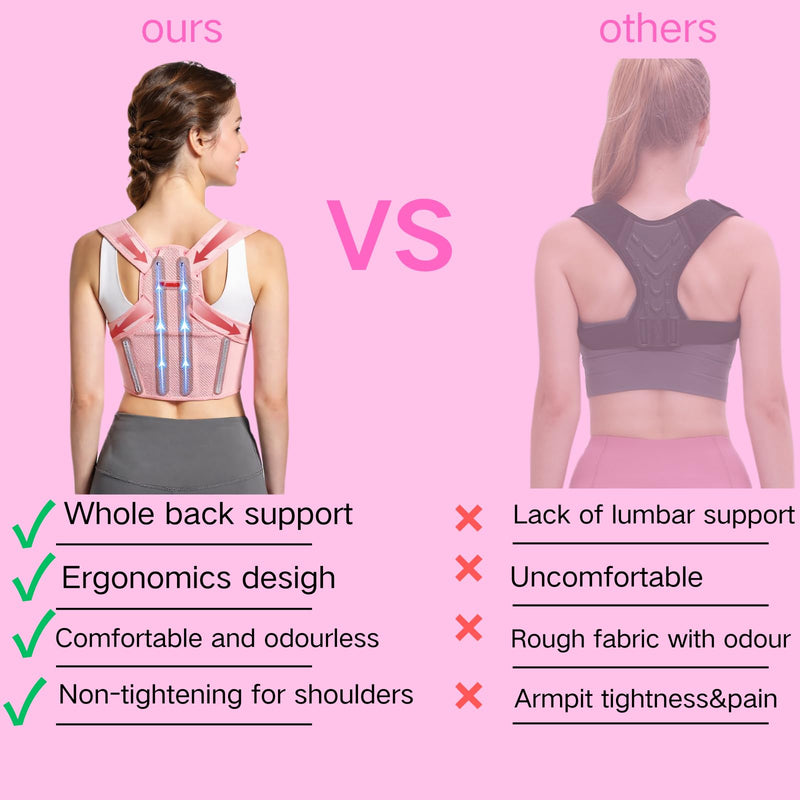 [Australia] - Back Posture Corrector for Women - Adjustable Lightweight Back Brace Posture Corrector Bras for Neck Shoulder Upper Back - Invisilite Hunchback Slouching Under Clothes (Medium) Medium Pink 