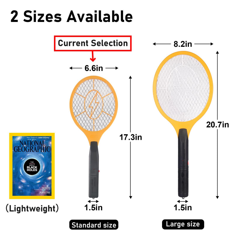 [Australia] - Electric Fly Swatter Handheld Bug Zapper - Indoor Outdoor Zapping Racket for Pest Mosquito & Flies - Battery Powered Safe to Touch with 3-Layer Safety Mesh, standard Size, Pack of 2 2 pcs 
