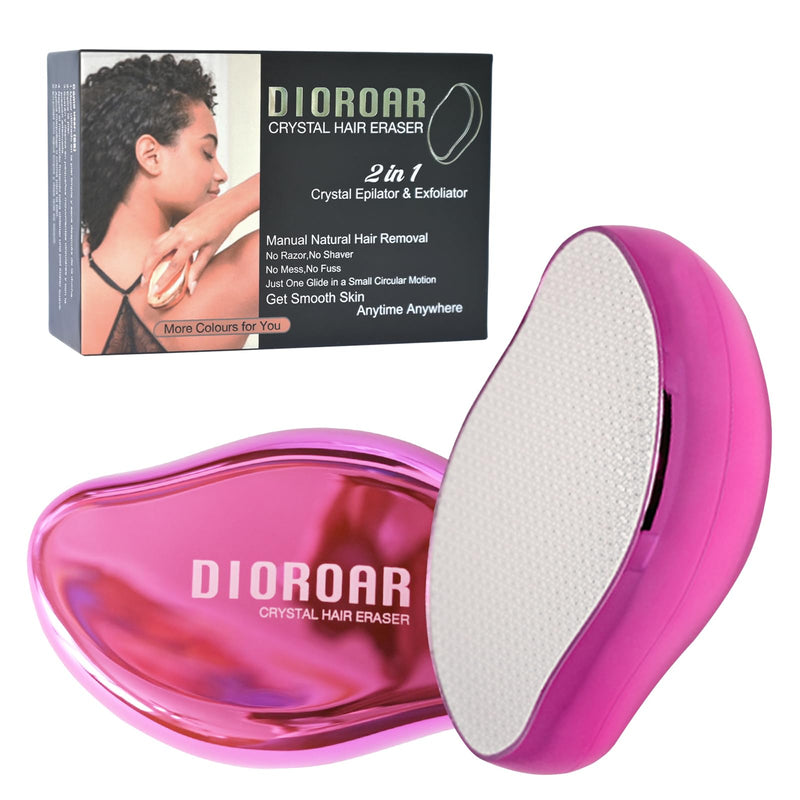 [Australia] - DIOROAR Crystal Hair Eraser, Upgrade Crystal Hair Remover, Physical Nanoglass Hair Removal Device, Painless Epilator and Exfoliator for Fast, Silky Smooth Skin(Hot Pink) Hot Pink 