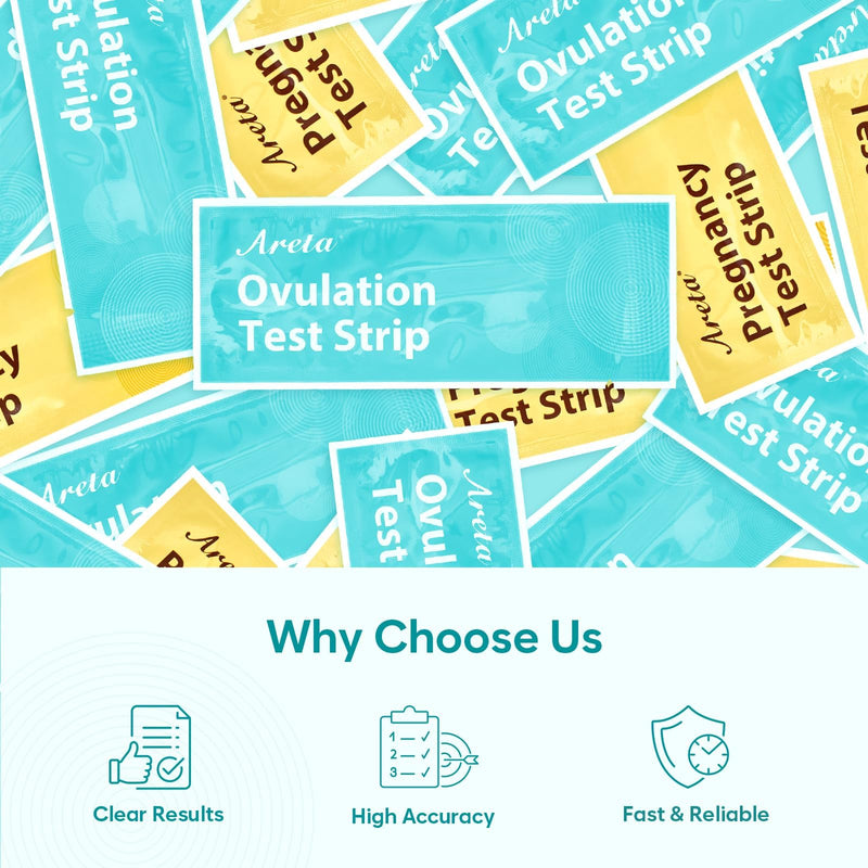 [Australia] - Areta Ovulation & Pregnancy Test Strips: 70 Ovulation Strips & 20 Pregnancy Tests Combo Kit | Accurate at-Home Fertility Tracker | Highly Sensitive Early Pregnancy Detection | 70 LH + 20 HCG 