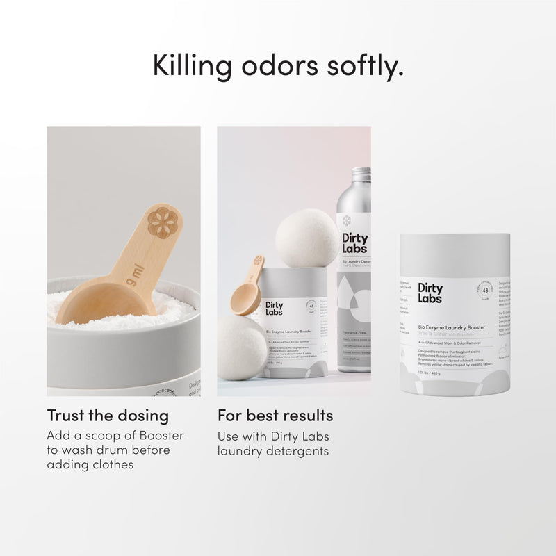 [Australia] - Dirty Labs | Scent Free | Bio Enzyme Laundry Booster | 48 Loads (1 lb) | Hyper Concentrated | High Efficiency & Standard Machine Washer | Nontoxic, Biodegradable | Stain & Odor Removal Enzyme Booster 