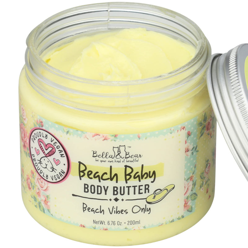 [Australia] - Bella and Bear Beach Baby Body Butter - Moisturizing Shea Cream for Women - Vegan, Cruelty& Oil-Free - Helps Prevents Pregnancy Stretch Marks 6.76-oz 