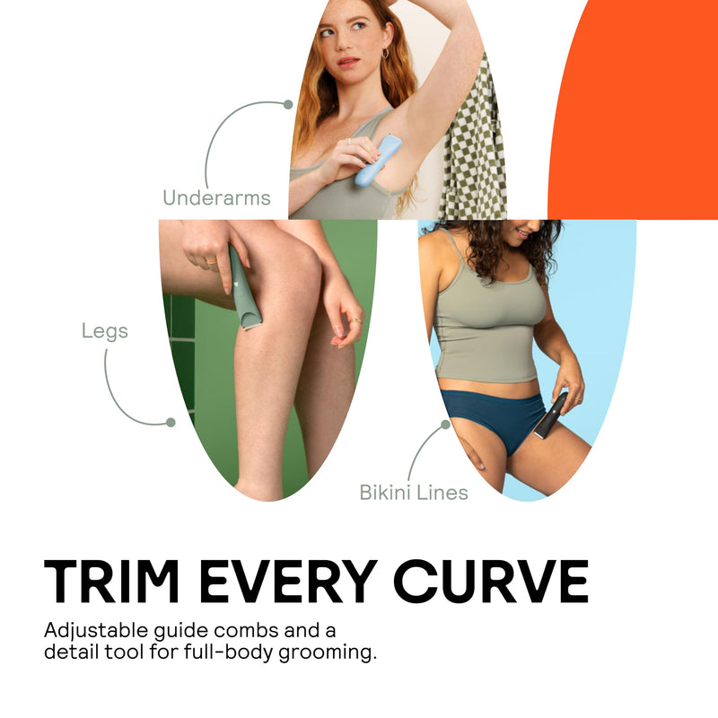 MERIDIAN Slimmer Trimmer – Electric Razor for Women, Bikini Line & Pubic Hair Trimmer, Rechargeable & Waterproof, Painless, Flawless Shave for Sensitive Skin, Gentle, Quiet & Travel-Friendly, Sky