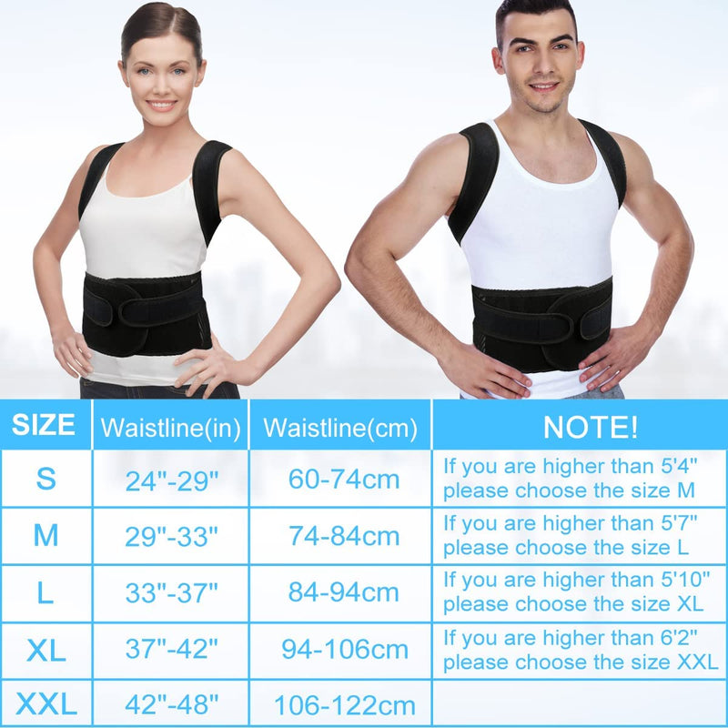 [Australia] - Back Support Belts Posture Corrector Back Brace Improves Posture and Provides For Lower and Upper Back Pain Men and Women (L) Large (Pack of 1) 