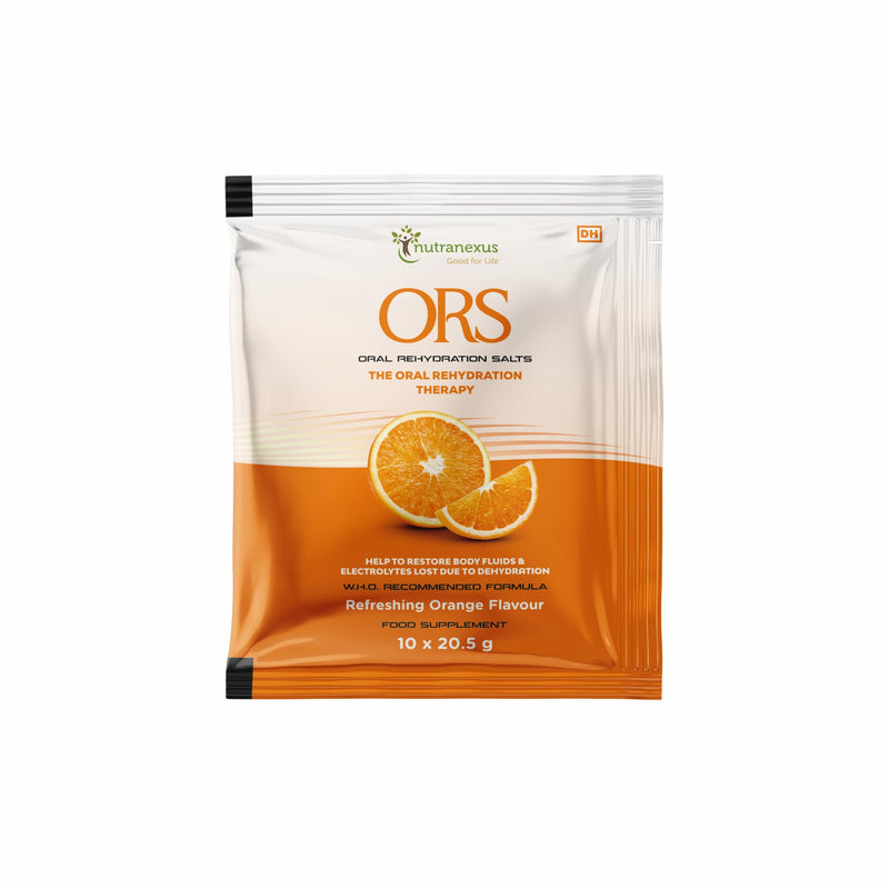 ORS (Oral Rehydration Salts) -Orange Flavour | Replenish Lost Fluids |10 x 20.5g