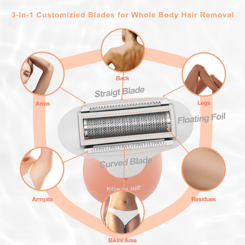 Women's Electric Shaver & Trimmer,Wet Dry Painless Razor for Legs,Bikini, Underarms, Hypoallergenic Foil Shaver with Bikini Trimmer,Cordless Waterproof for Shower Travel Gift,crous/iu8n