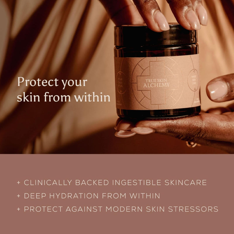 Ancient + Brave True Skin Alchemy | 60 Capsules (30 Day Supply) | Hyaluronic Acid & Ceramosides™, Vitamin C & Biotin | Hydrate, Protect & Defend the Skin from Within | Daily Skin Supplements