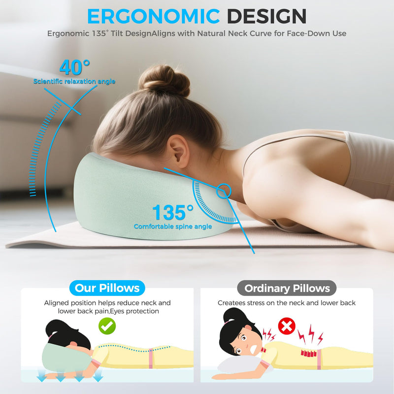 [Australia] - Face Down Pillow, Massage Headrest for Bed, Massage Face Cradle for Bed, BBL Pillow After Surgery Post Eye Surgery Vitrectomy Recovery, Faces Down Pillows for Rest and Recovery Reimagined (green) Green 