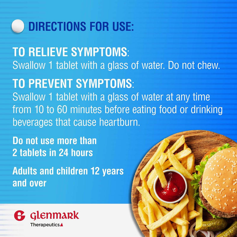 [Australia] - Glenmark Maximum Strength Famotidine Tablets, 20 mg, Acid Reducer for Heartburn Relief, 200 Count 