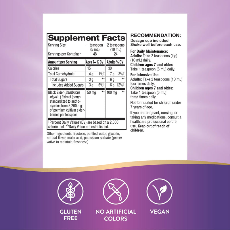 [Australia] - Nature’s Way Sambucus Elderberry Traditional Immune Syrup, Highly Concentrated Black Elderberry Extract, Traditional Immune Support*, Delicious Berry Flavored, 8 Fl Oz (Packaging May Vary) 8 Fl Oz (Pack of 1) 