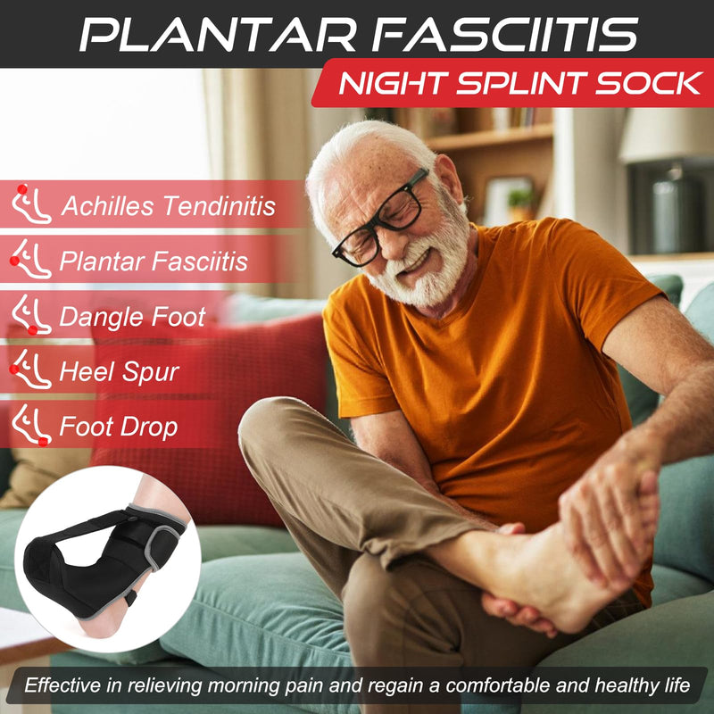 Plantar Fasciitis Night Splint Sock Soft Plantar Fasciitis Brace for Sleeping Achilles Tendonitis Foot Drop Heel Pain - Plantar Fasciitis Relief Night Splint for Women Men Black Medium