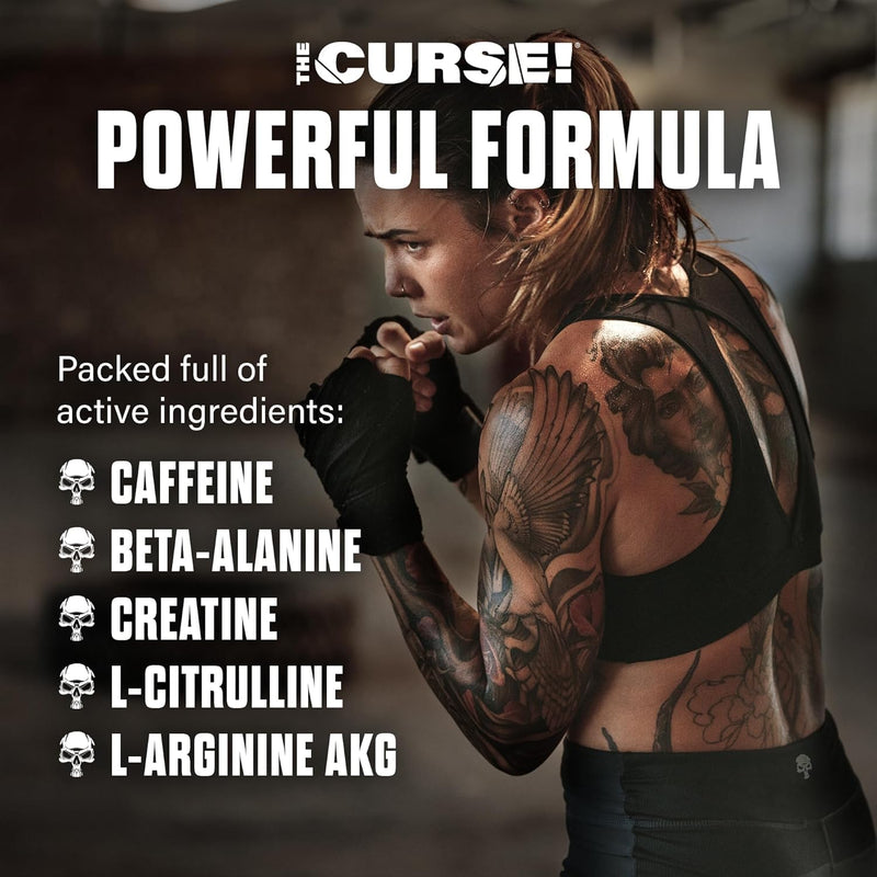 JNX Sports The Curse! Pre-Workout Powder – Watermelon, 250g | Energy, Focus & Endurance Booster | Beta-Alanine, Creatine, L-Citrulline, Caffeine
